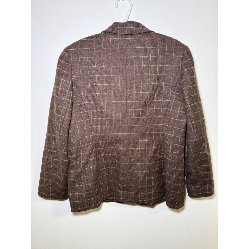 Vintage Lands End Women‎ Plaid Wool Blazer 14 Preppy Classic Academia Career - Picture 5 of 10
